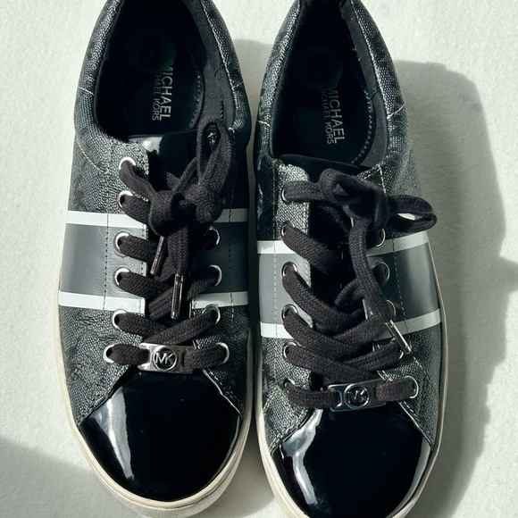 Michael Kors Shoes - Michael Kors Juno Stripe Lace Up Sneakers black and white